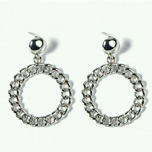 Silver chain link post earrings